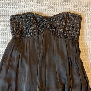 Black satin cocktail dress